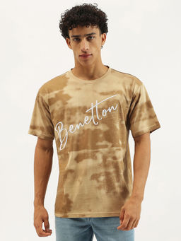 United Colors of Benetton - Brown Boxy Fit Round Neck Tie and Dye T-Shirt