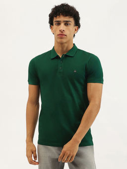 United Colors of Benetton - Green Solid Regular Fit Polo Neck T-Shirt