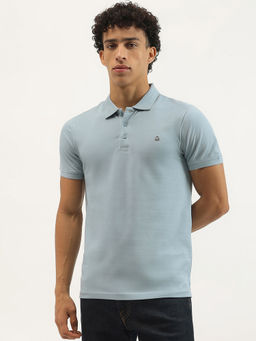 United Colors of Benetton - Blue Solid Regular Fit Polo Neck T-Shirt