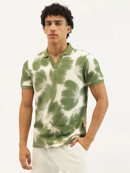 United Colors of Benetton - Green Relaxed Fit Printed Polo T-Shirt