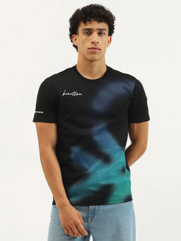 United Colors of Benetton - Black Relaxed Fit Round Neck Print T-Shirt