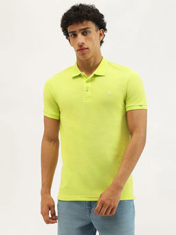 United Colors of Benetton - Green Solid Regular Fit Polo Neck T-Shirt