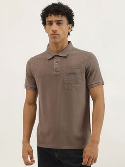 United Colors of Benetton - Brown Solid Relaxed Fit Polo Neck T-Shirt