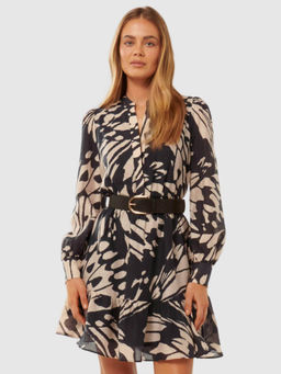 Forever New - Brown Printed Mini Dress with Belt (Set of 2)