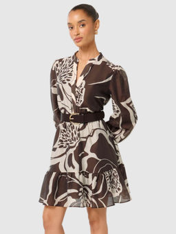 Forever New - Brown Printed Mini Dress with Belt (Set of 2)