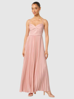 Forever New - Pink Solid Pleated Maxi Dress