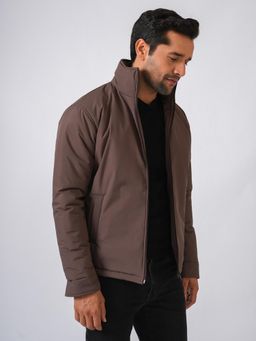 Perch - Brown Solid Lightweight Padded Jacket