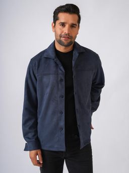 Perch - Blue Suede Solid Cut and Sew Jacket