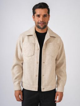 Perch - Cream Solid Woolen Jacket
