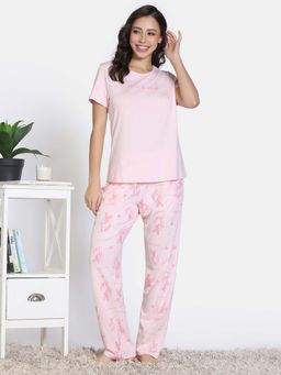 Zivame - Pink Fairy Tale Knit Cotton T-Shirt and Pyjama