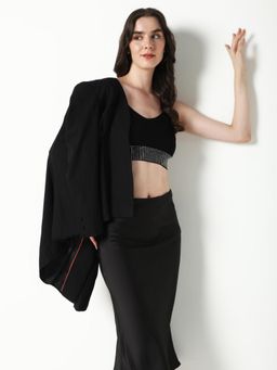 SHOWOFF - Womens Black Solid Bralette Crop Top