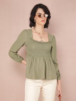 CRIMSOUNE CLUB - Womens Green Jacquard Top
