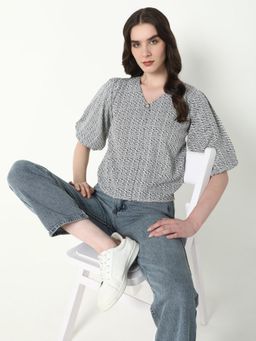 SHOWOFFFF - Womens Black Printed Top