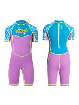 Little Surprise Box - One Piece Kids Swimwear Purple Blue Floral Upf50+ S