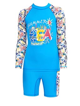 Little Surprise Box - Full Sleeves T-Shirt & Shorts Swimwear Blue Fauna UPF 50