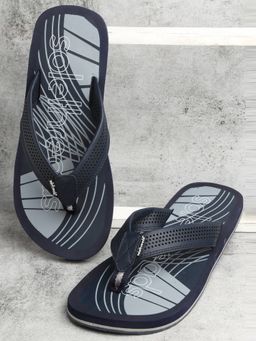 SOLETHREADS - Stan Navy Blue Solid Men Flipflops