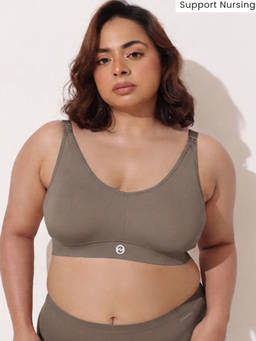 Zelena - Women Grey Modal Front Open Feeding Non-Padded Maternity Bra