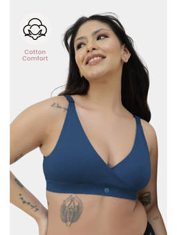 Zelena - Women Blue Cotton Heavy Bust Friendly No Padded Maternity Bra