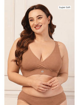 Zelena - Women Honey Brown Cotton Lycra Heavy Bust Friendly Maternity Bra