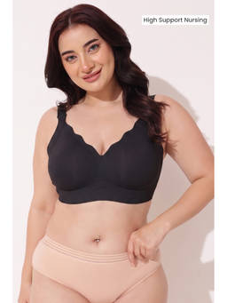 Zelena - Women Black Scallop Jelly Gel Support Lightly Padded Maternity Bra