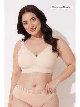 Zelena - Women Cream Scallop Jelly Gel Support Lightly Padded Maternity Bra