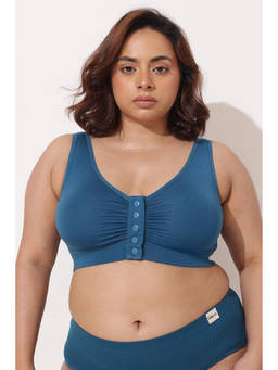 Zelena - Women Navy Blue Modal Front Open Maternity Bra