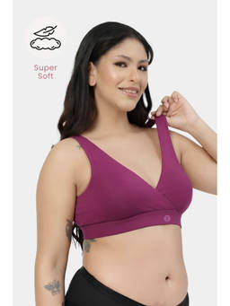 Zelena - Women Wine Modal Maternity Bra with Removable Cups