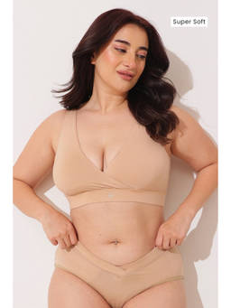 Zelena - Women Beige Modal Maternity Bra with Removable Cups