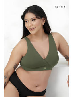 Zelena - Women Olive Modal Maternity Bra with Removable Cups