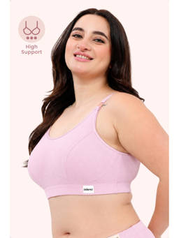 Zelena - Women Baby Pink Ribbed Cotton Lycra Non-Padded Maternity Bra