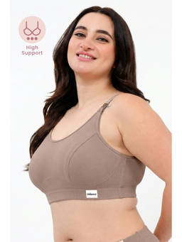 Zelena - Women Brown Ribbed Cotton Lycra Non-Padded Maternity Bra