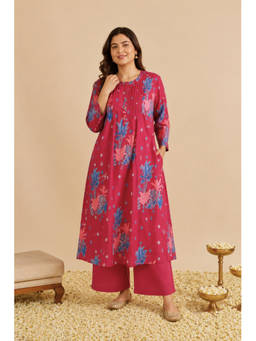 Zelena - Women Pink Cotton Floral Printed Maternity Kurta with Pant Set