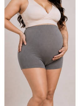 Zelena - Women Light Grey Cotton Over Belly No-Roll Waist Maternity Brief Panty