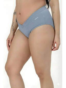 Zelena - Women Light Grey Modal C-Section Maternity V-Cut Brief