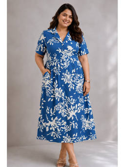 Zelena - Women Blue Rayon Printed Maternity Feeding Dress