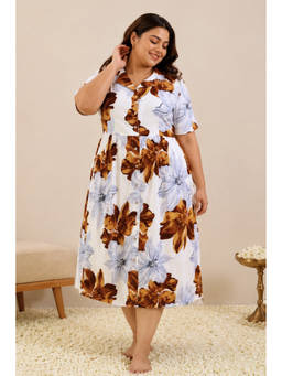Zelena - Women Multi-Color Floral Printed Rayon Maternity Feeding Dress