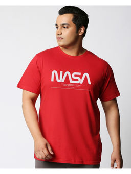 Bewakoof - Official Nasa Mens Red Spaced Nasa Plus Size T-Shirt