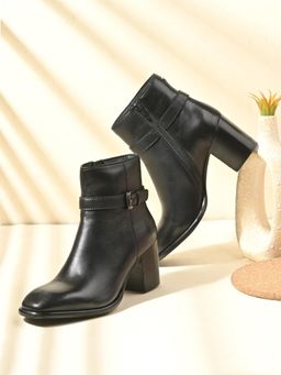 MIORAH - Bold Women Black Leather Casual Boots