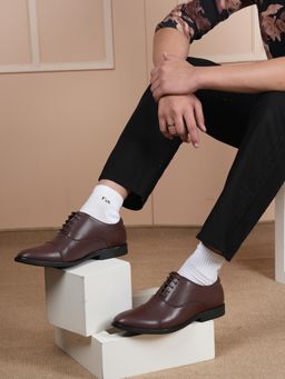 MOZAFIA - Brown Classic Formal Lace-Ups Oxfords