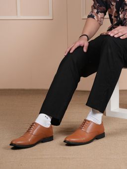 MOZAFIA - Tan Classic Formal Lace-Ups Oxfords