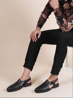 MOZAFIA - Black Multi-Buckle Casual Comfort Sandals