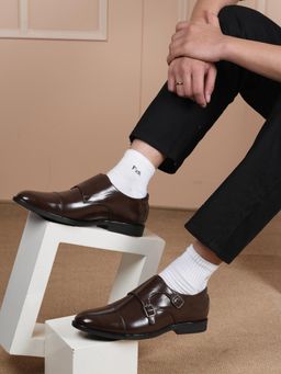 MOZAFIA - Brown Formal Monk Straps