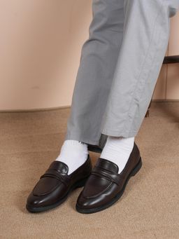 MOZAFIA - Brown Formal Slip On Loafers