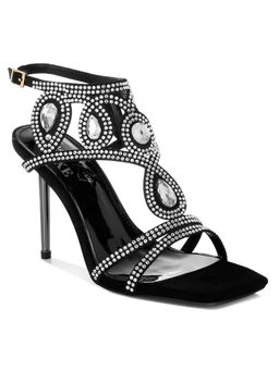 London Rag - Women Black Diamante & Rhinestones Stiletto Sandal Heels