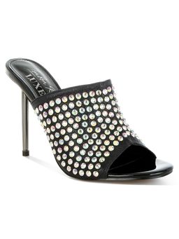 London Rag - Women Black AB Rhinestone Slip On Stiletto Heels
