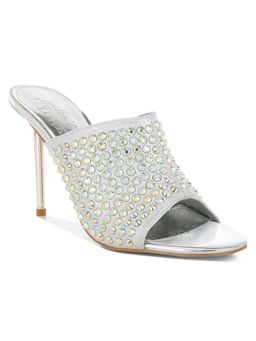 London Rag - Women Silver AB Rhinestone Slip On Stiletto Heels