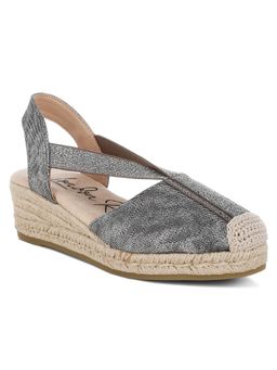 London Rag - Women Metallic Black Woven Espadrille Heels