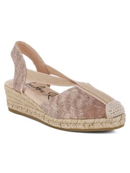 London Rag - Women Metallic Pink Woven Espadrille Shoes