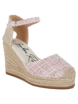 London Rag - Women Pink Tweed Round Toe Woven Shoes