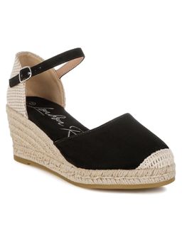 London Rag - Women Black Microfiber Espadrilles Heels